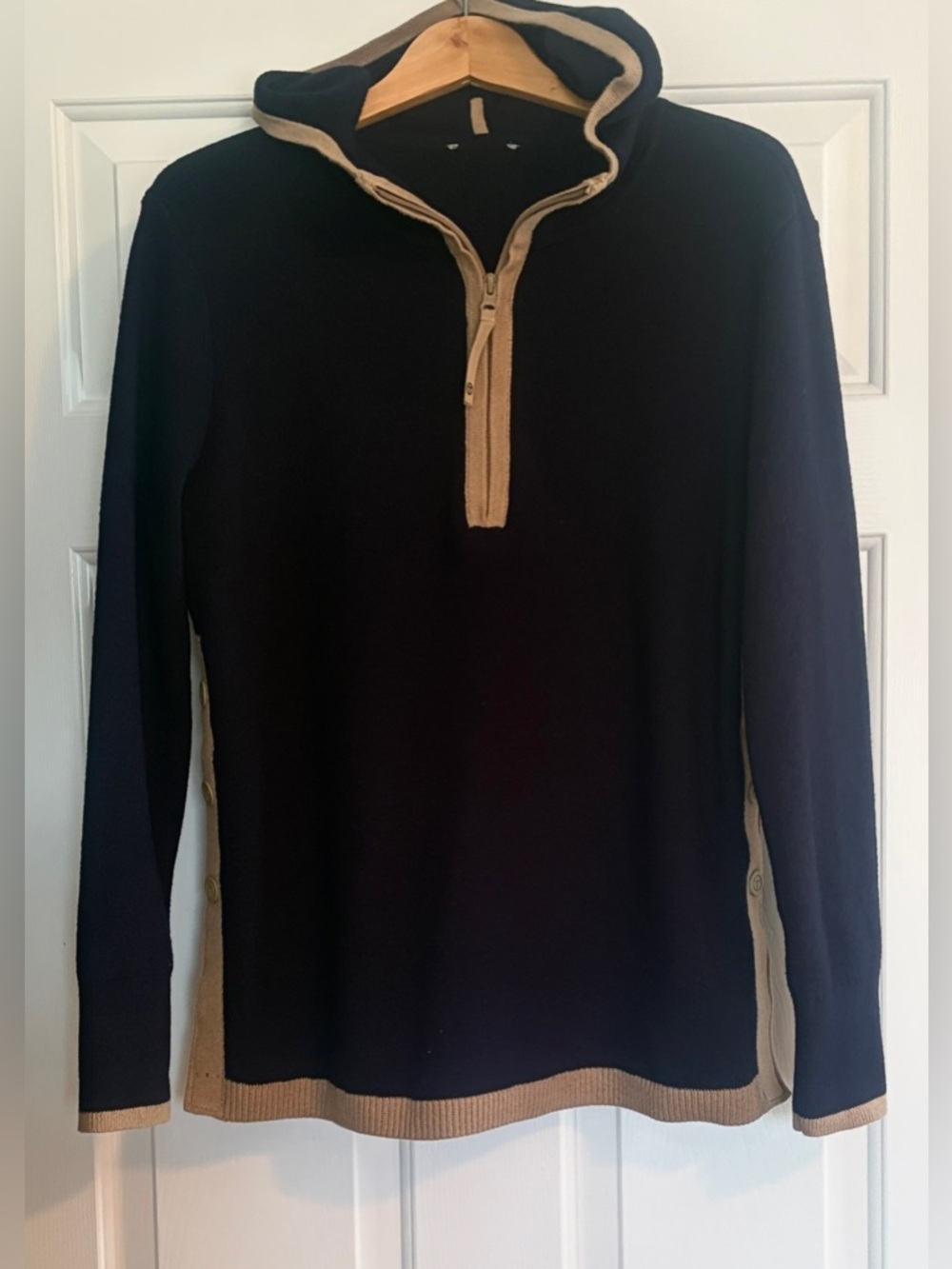 Telfar Navy and Camel Half-Zip Hoodie Sweater